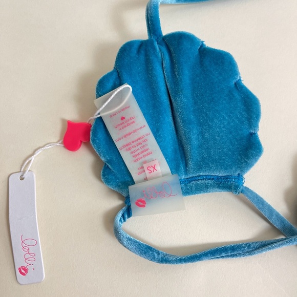 NWT Lolli Swim Pixie Shell Bikini Top in Turquoise Velvet Mermaid Seashell Fairy - Picture 5 of 6